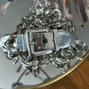 Armani Exchange silver chain belt